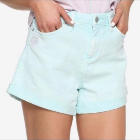 Disney Her Universe “Little Mermaid” 30th Anniversary Mint Green Denim Shorts - Picture 13 of 13